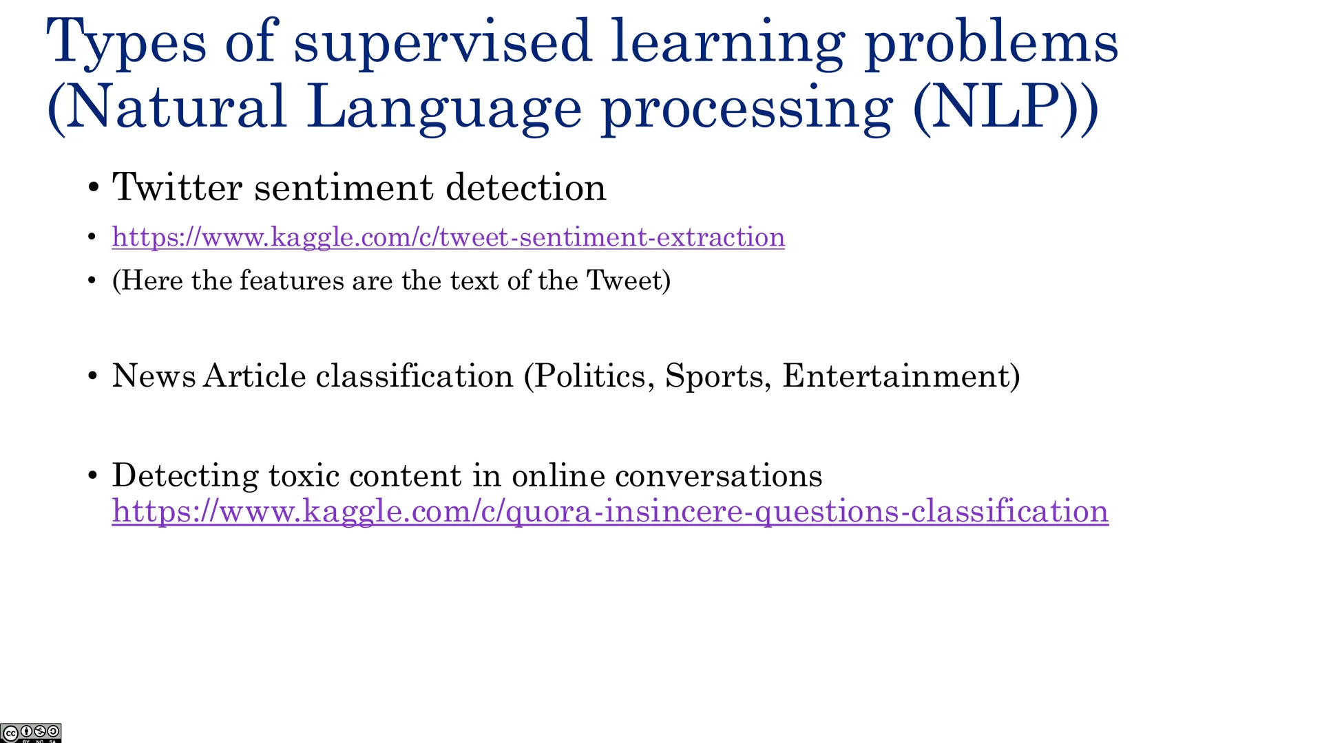 监督问题的类型：NLP