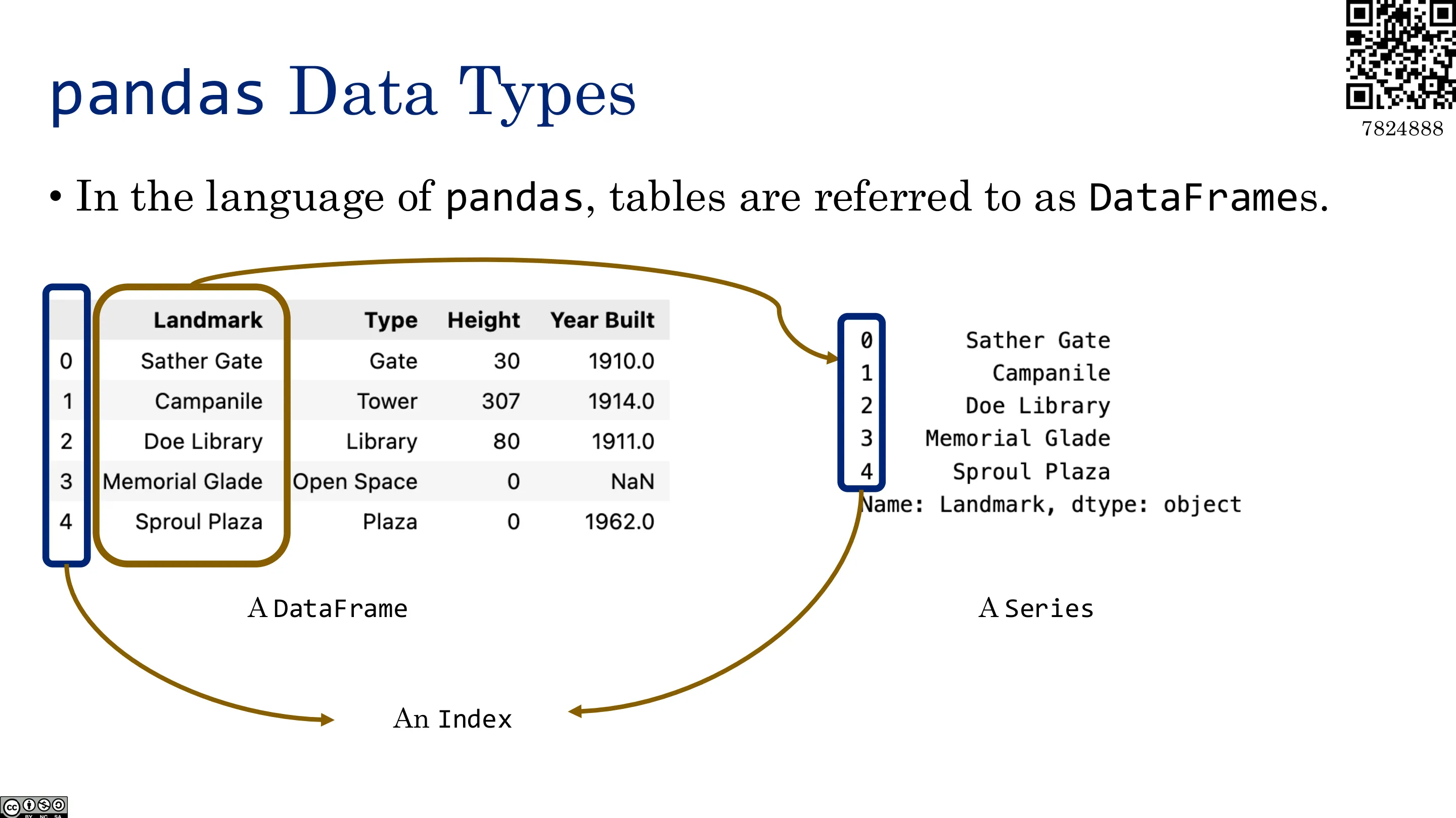 pandas 数据类型：DataFrame / Series / Index