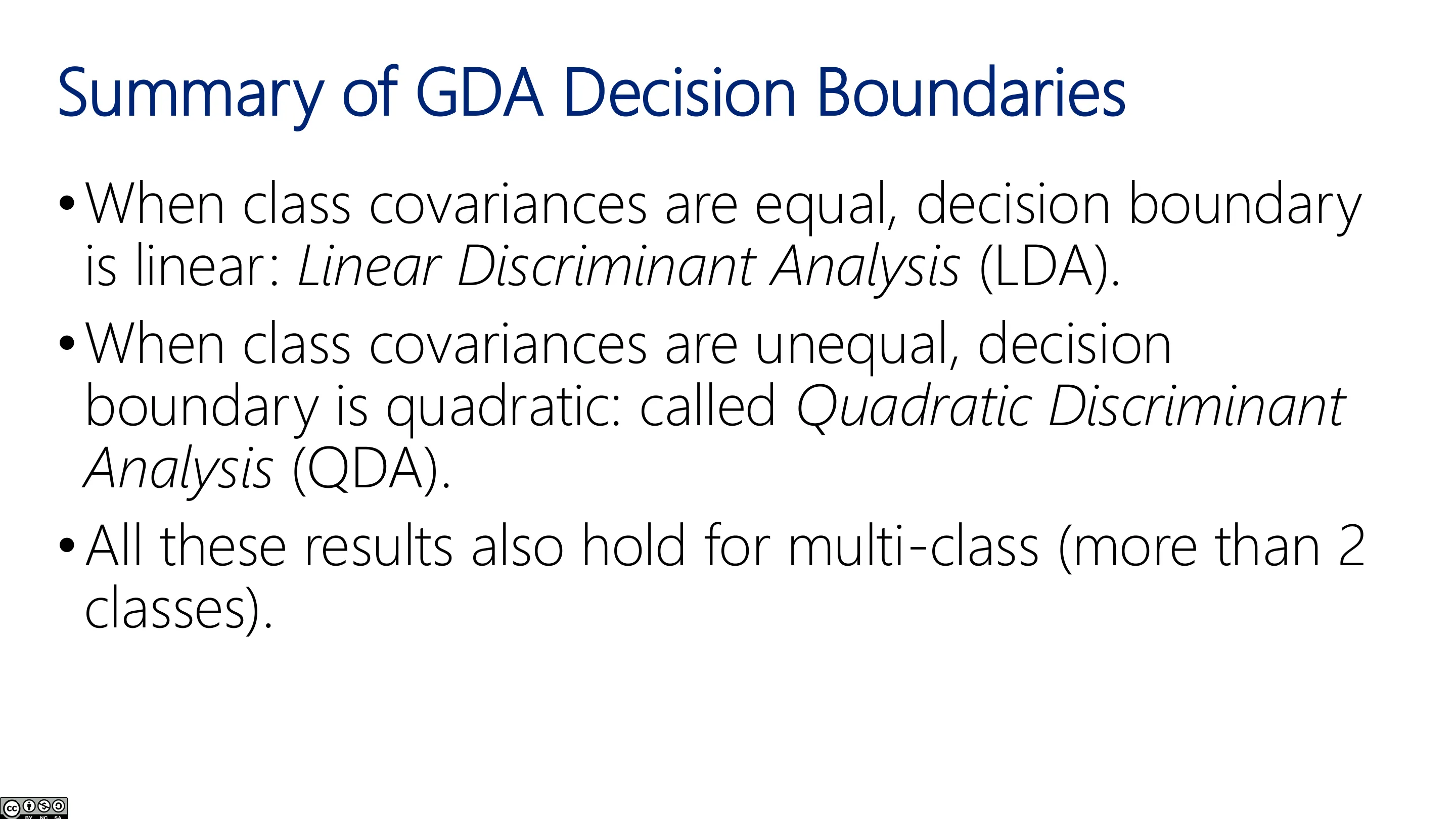 GDA 决策边界总结