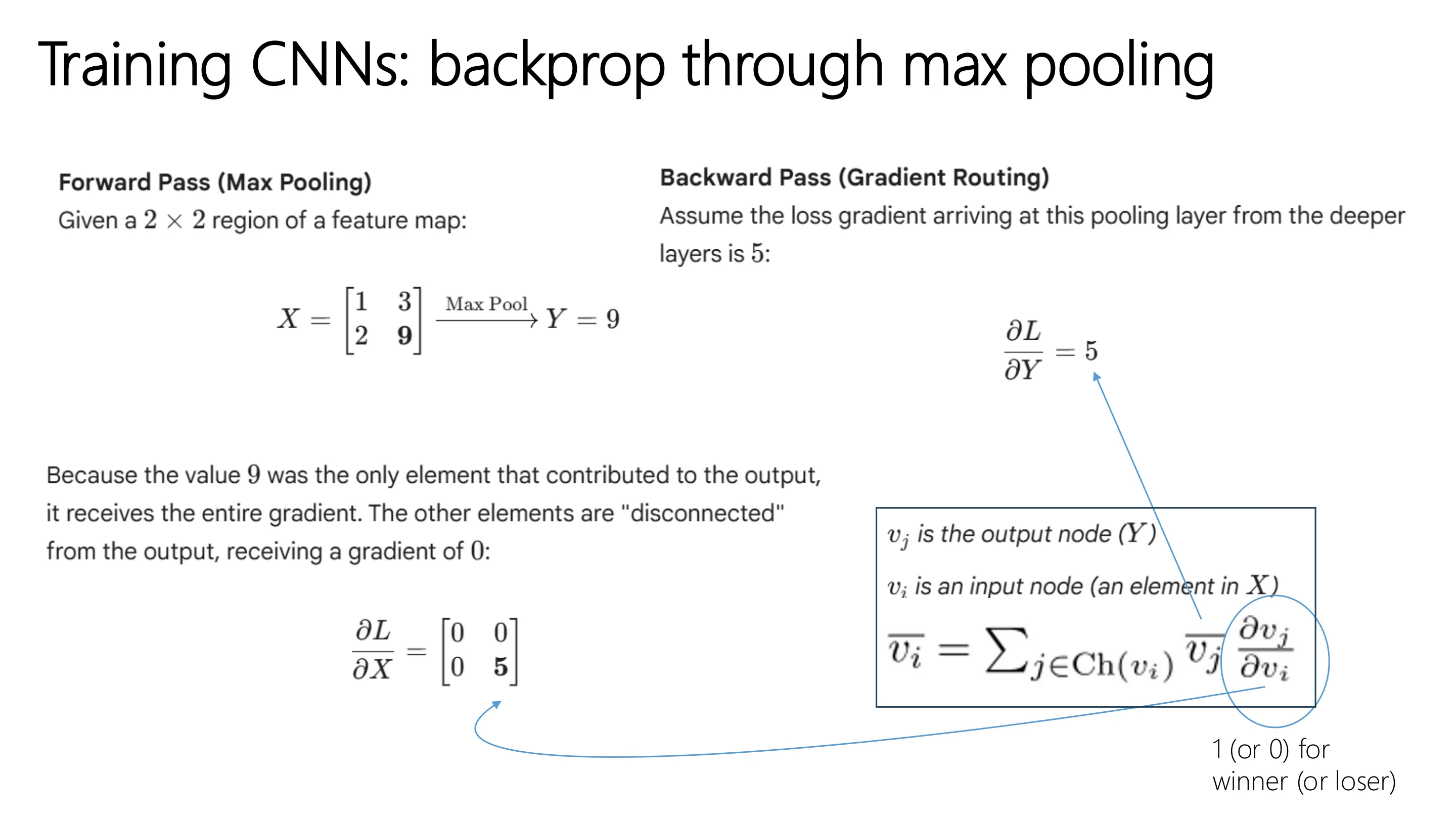 过 max pooling 的反向传播