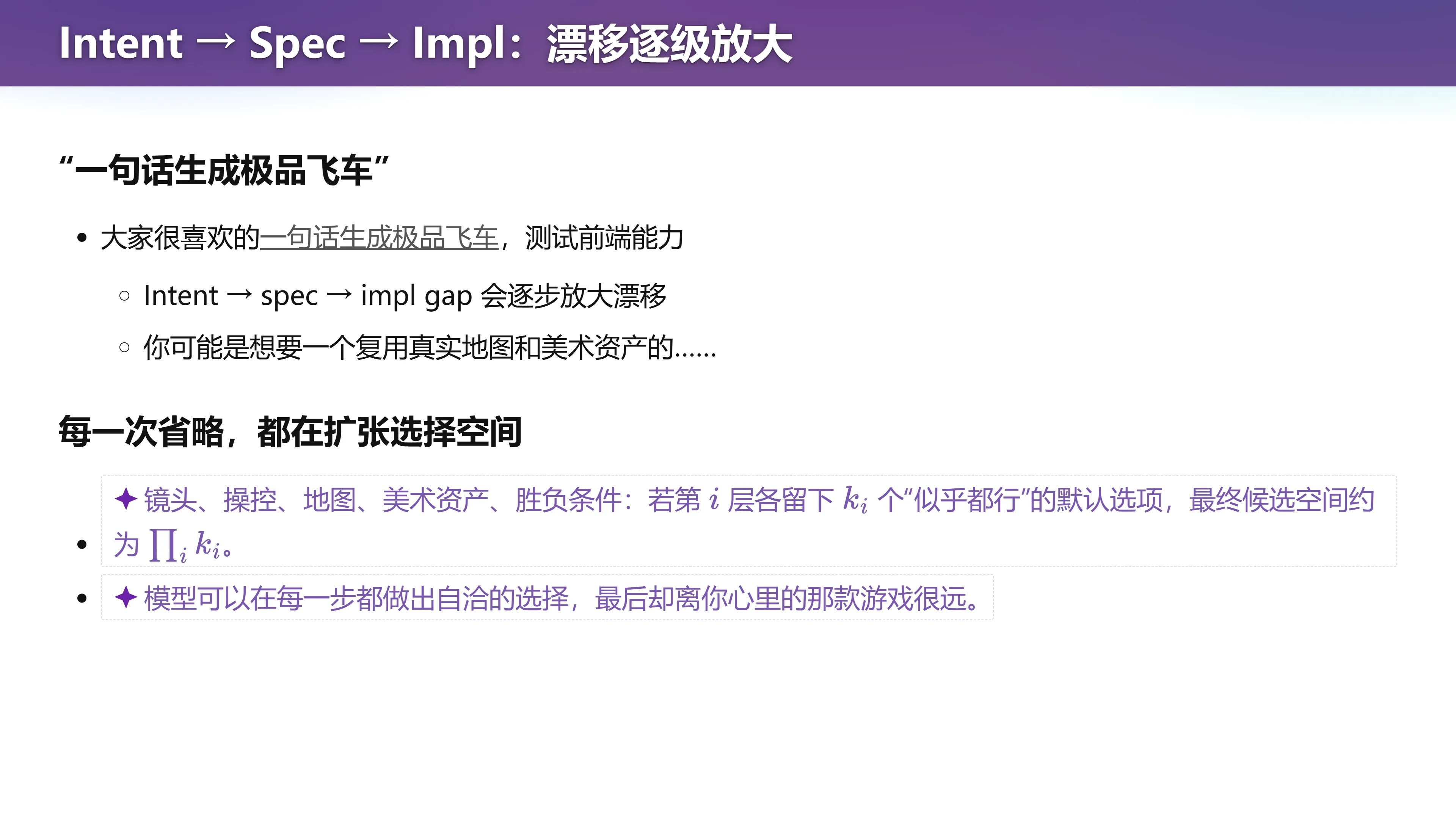 Intent → Spec → Impl：漂移逐级放大