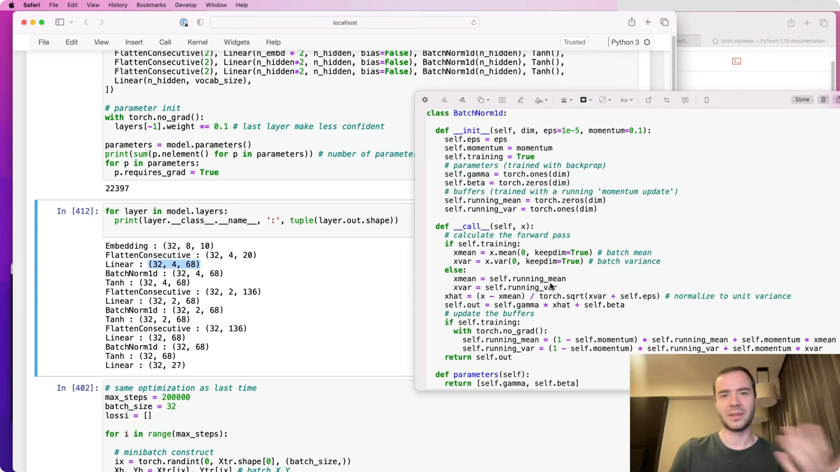 BN 的 bug：输入 (32,4,68) 却只对第 0 维求平均 → running_mean 变成 (1,4,68)