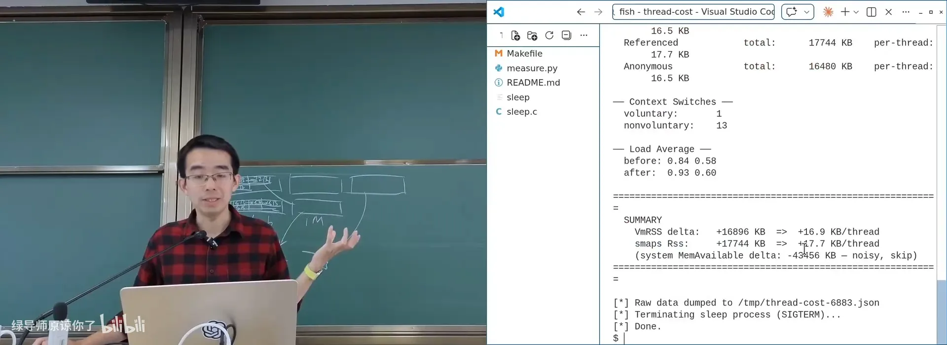 实测：Linux 下一个（最小）线程约占 16.9 KB 系统资源