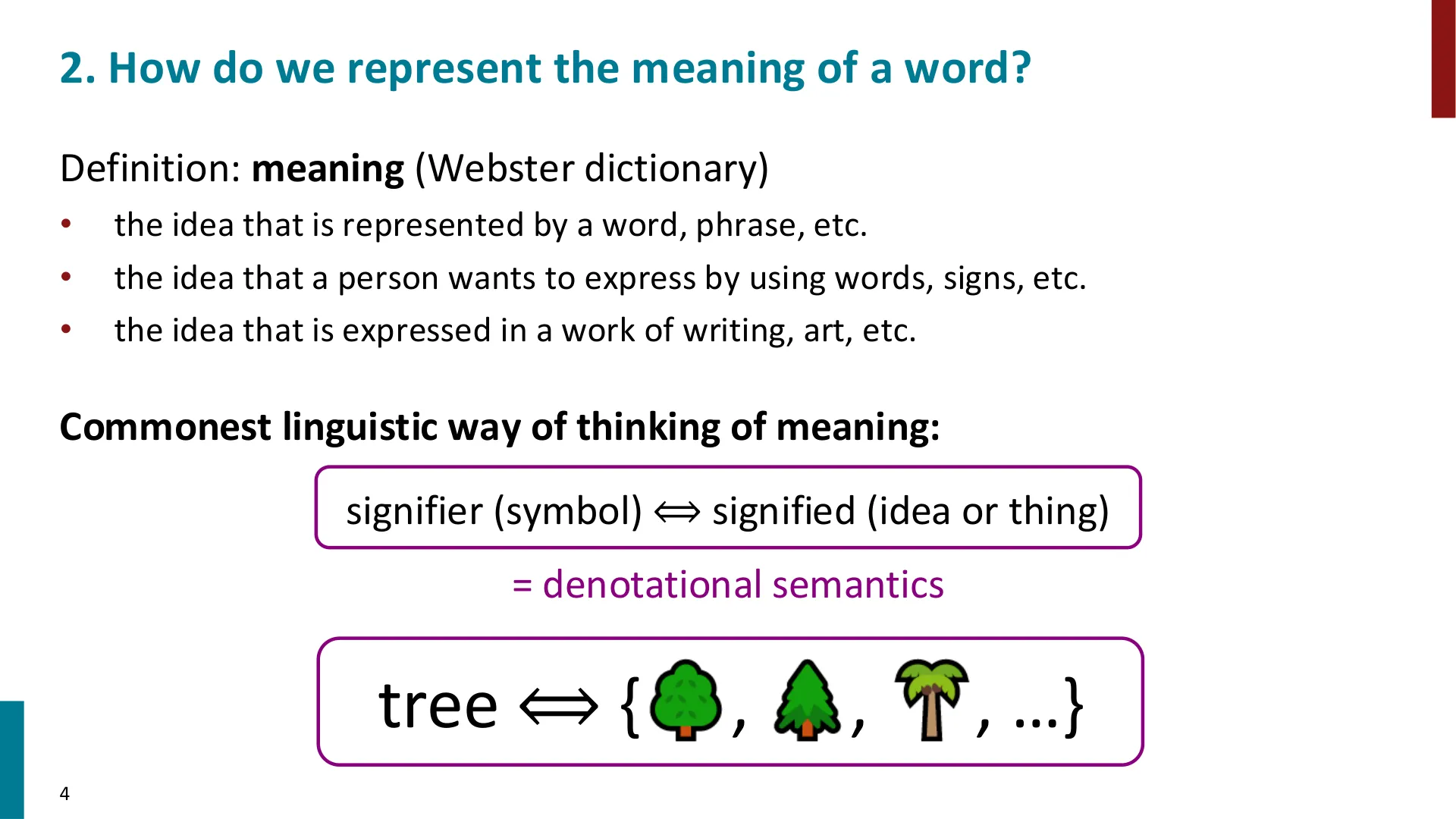 第 4 页幻灯片 · 2. How do we represent the meaning of a word?