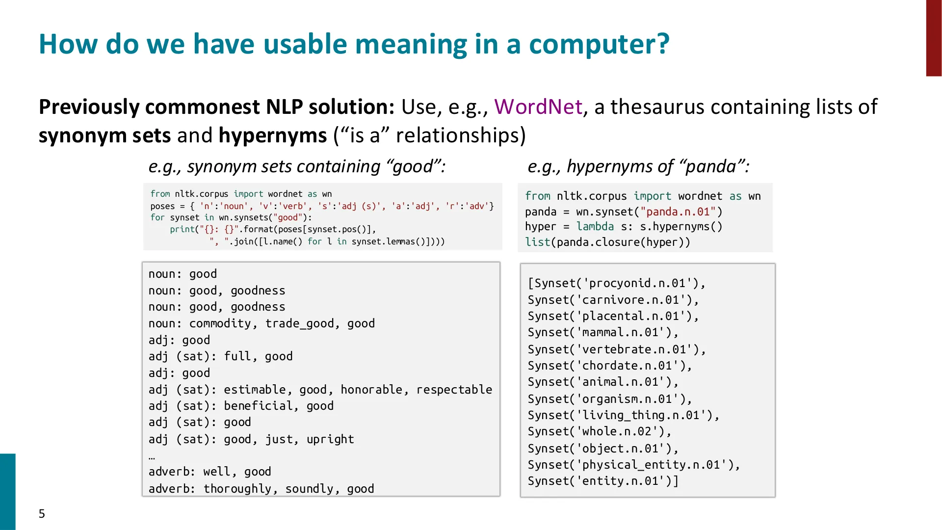 第 5 页幻灯片 · How do we have usable meaning in a computer?