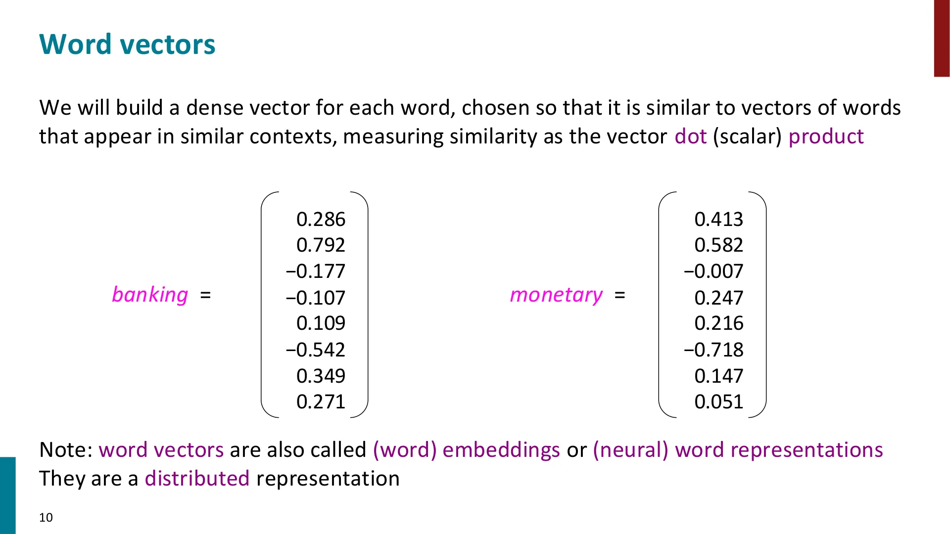 第 10 页幻灯片 · Word vectors