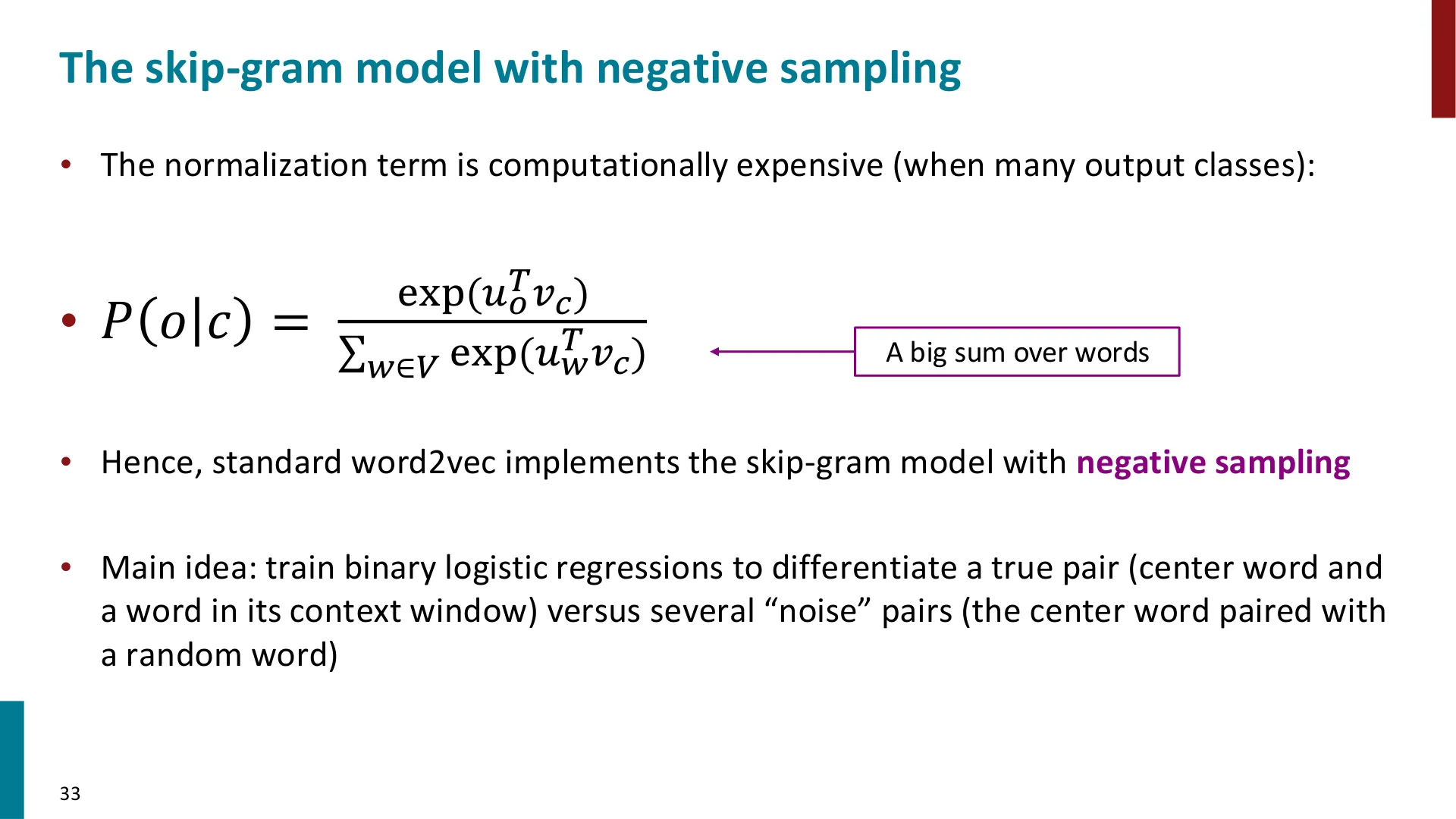 第 26 页幻灯片 · The skip-gram model with negative sampling