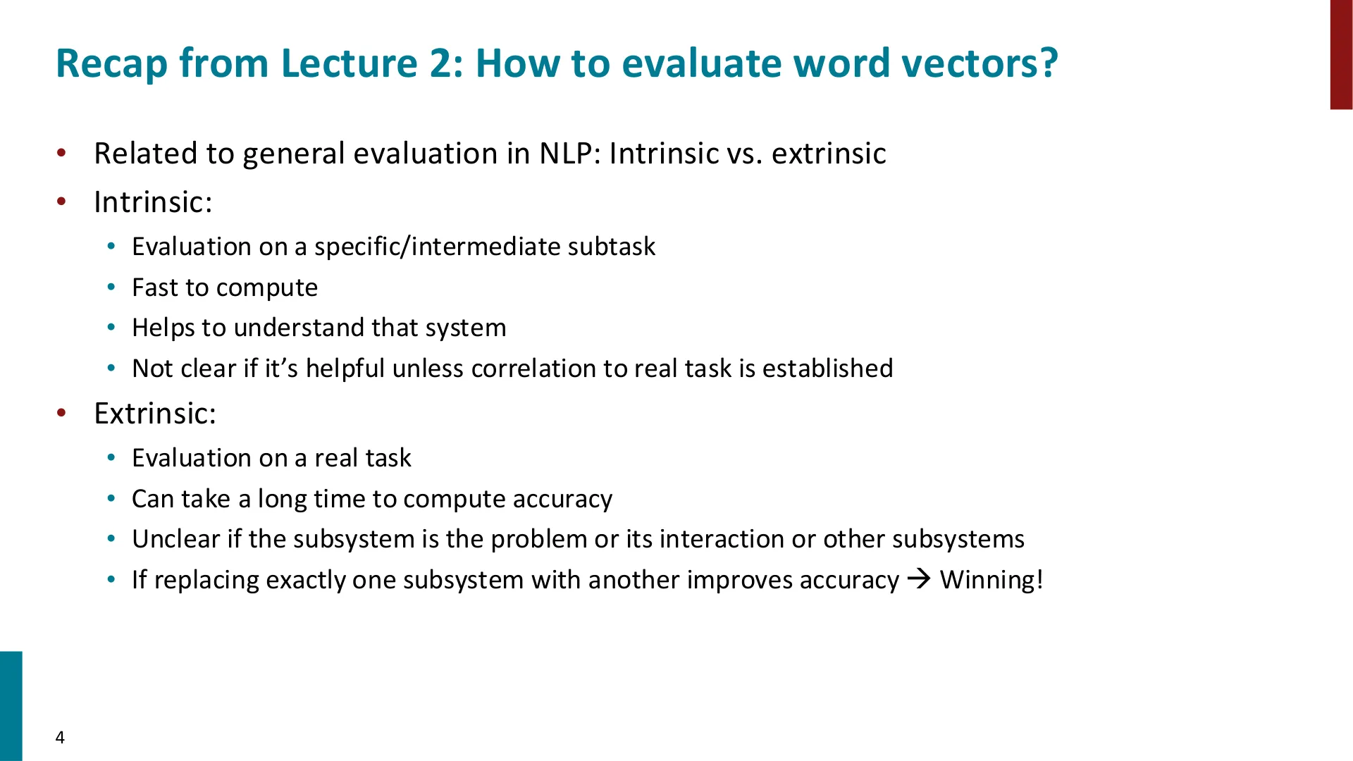 第 4 页幻灯片 · Recap from Lecture 2: How to evaluate word vectors?