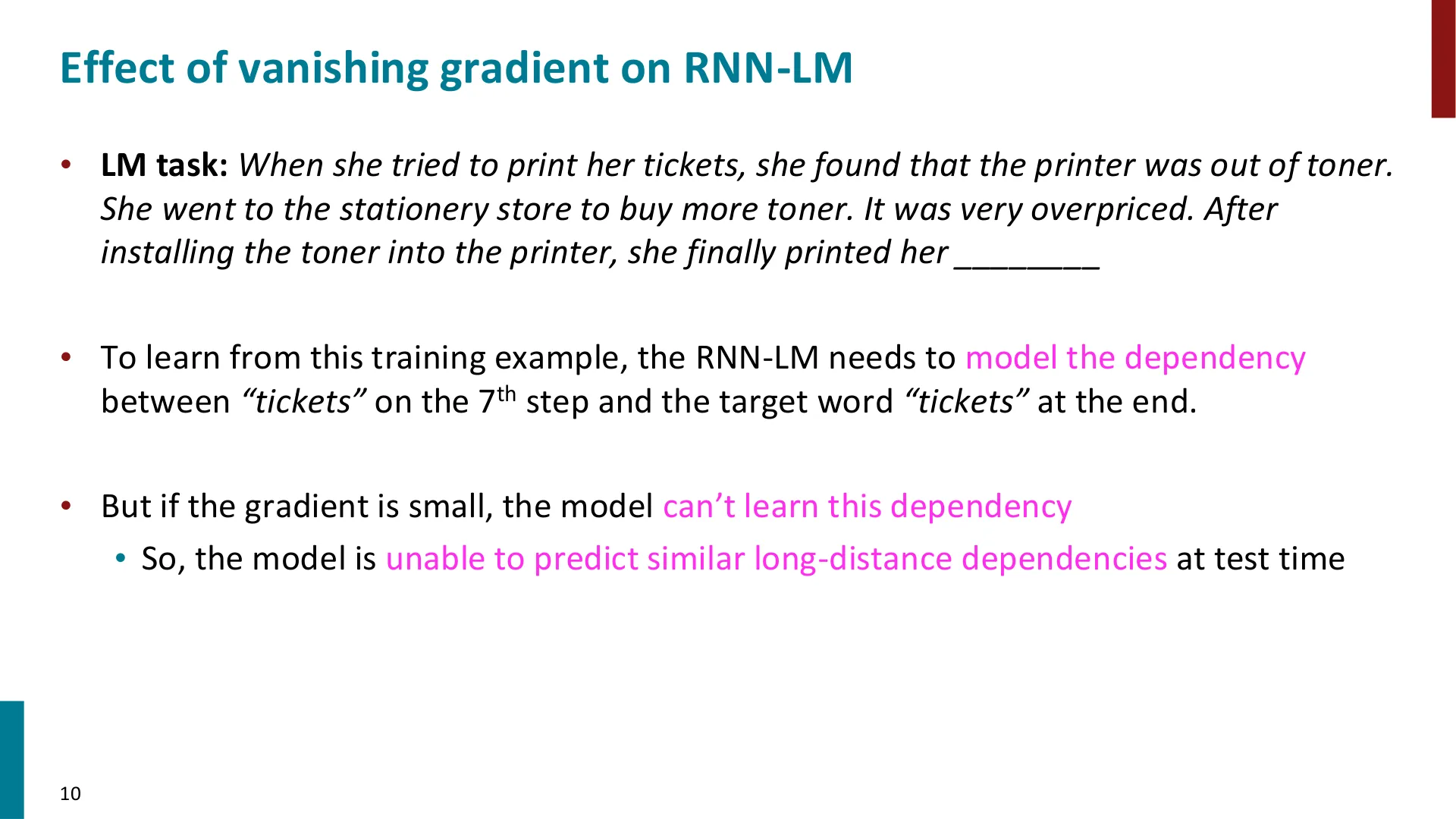 第 10 页幻灯片 · Effect of vanishing gradient on RNN-LM