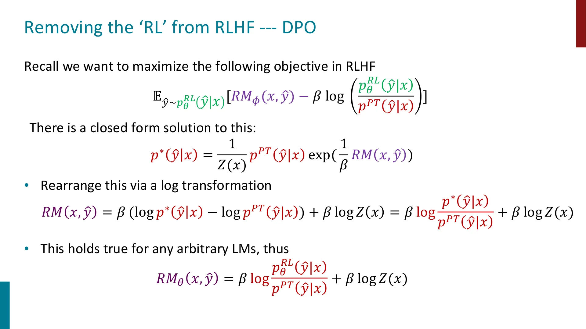 第 4 页幻灯片 · Removing the ‘RL’ from RLHF --- DPO