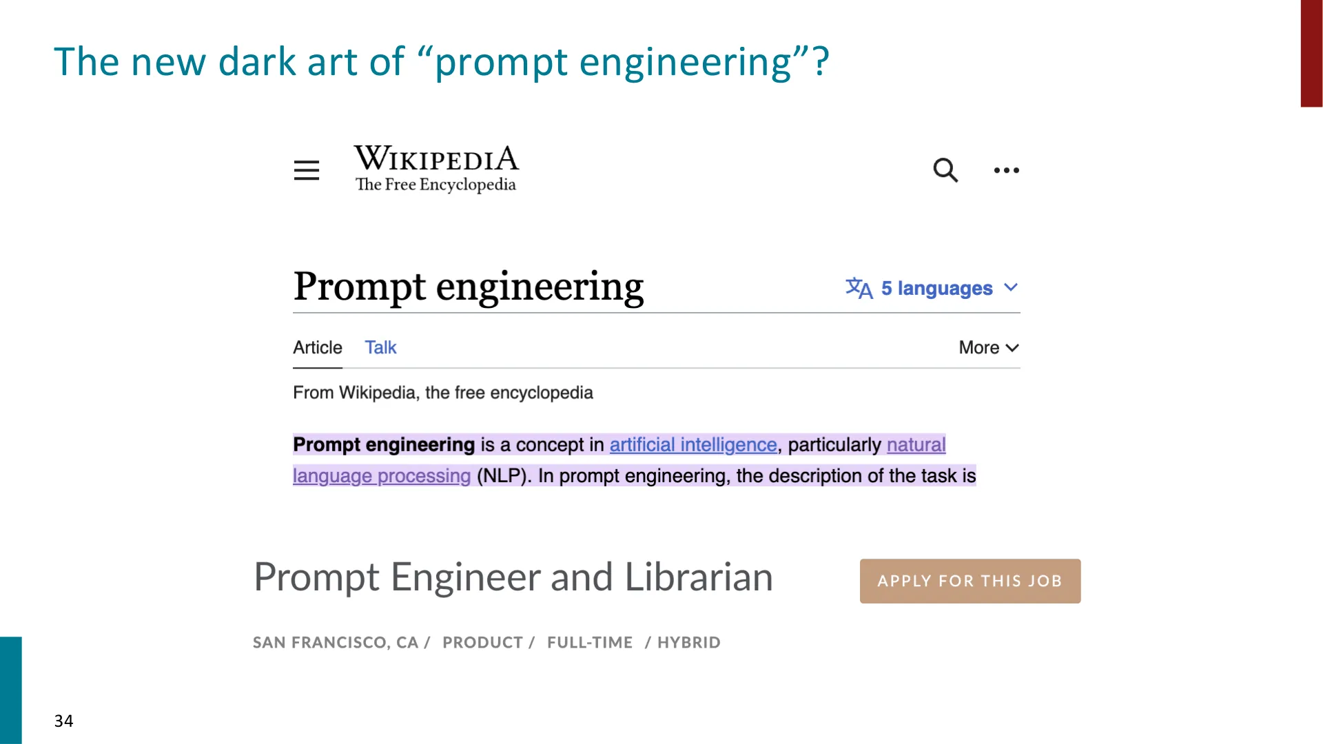第 33 页幻灯片 · The new dark art of “prompt engineering”?