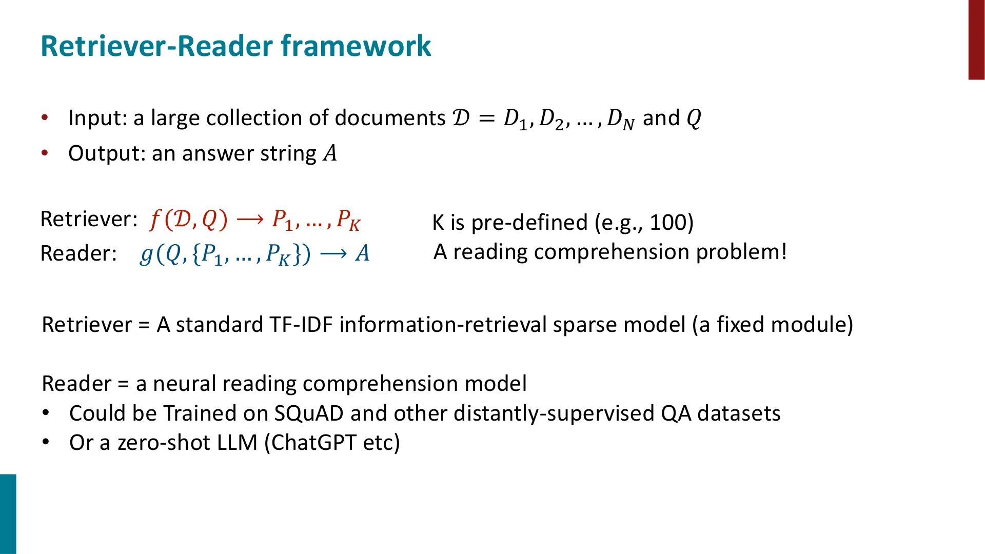 第 15 页幻灯片 · Retriever-Reader framework