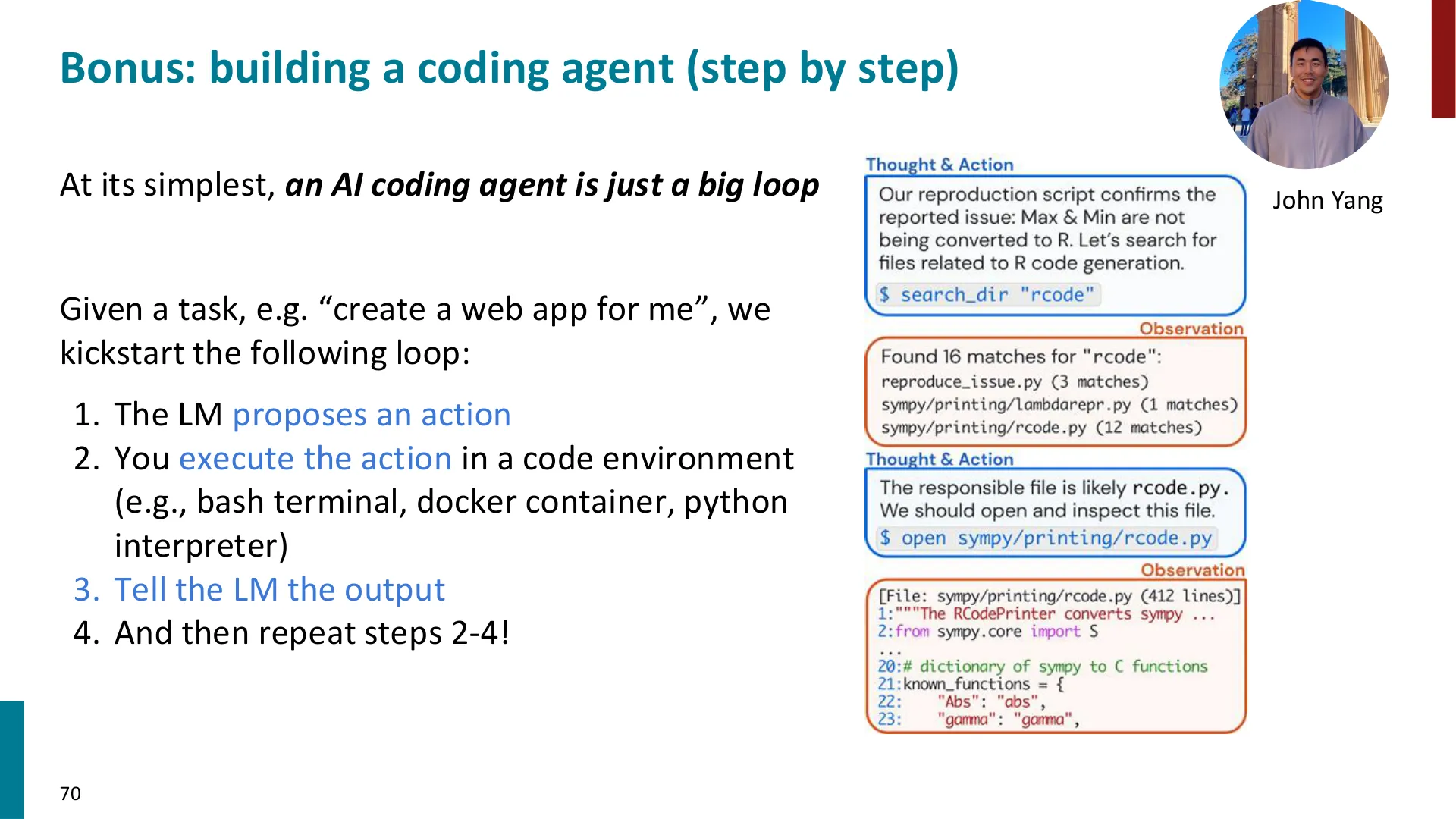 第 70 页幻灯片 · Bonus: building a coding agent (step by step)