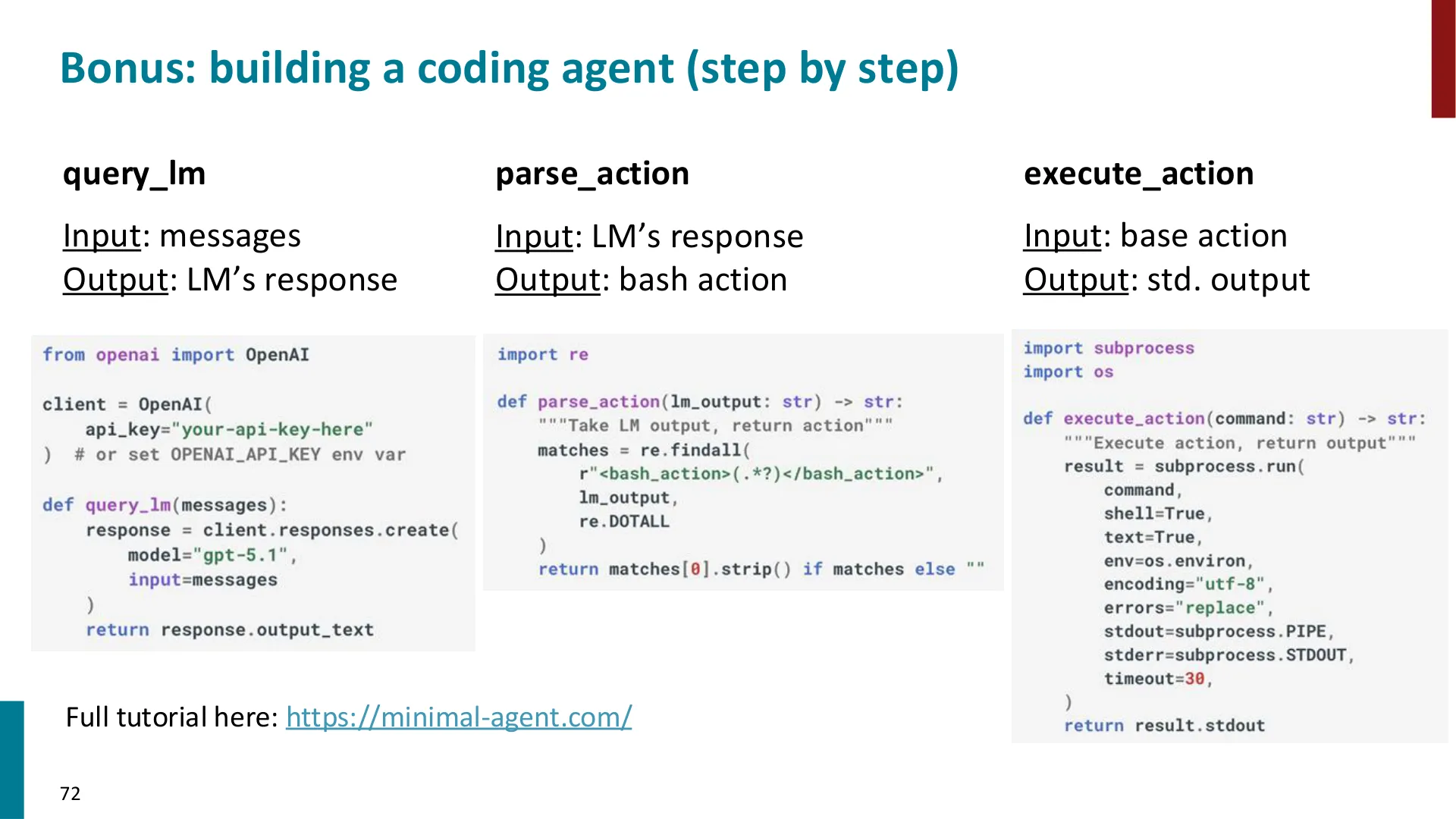 第 72 页幻灯片 · Bonus: building a coding agent (step by step)