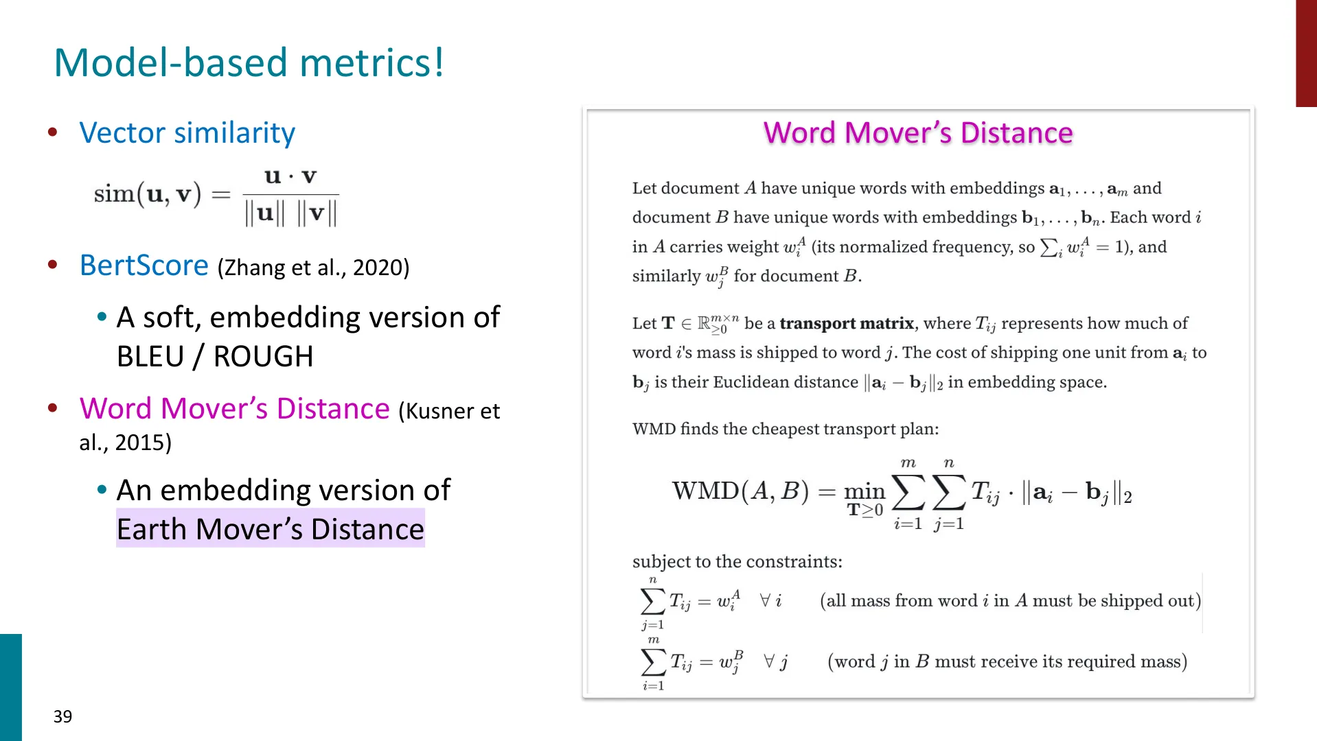 Word Mover's Distance