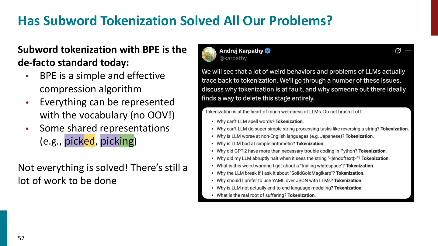 第 57 页幻灯片 · Has Subword Tokenization Solved All Our Problems?