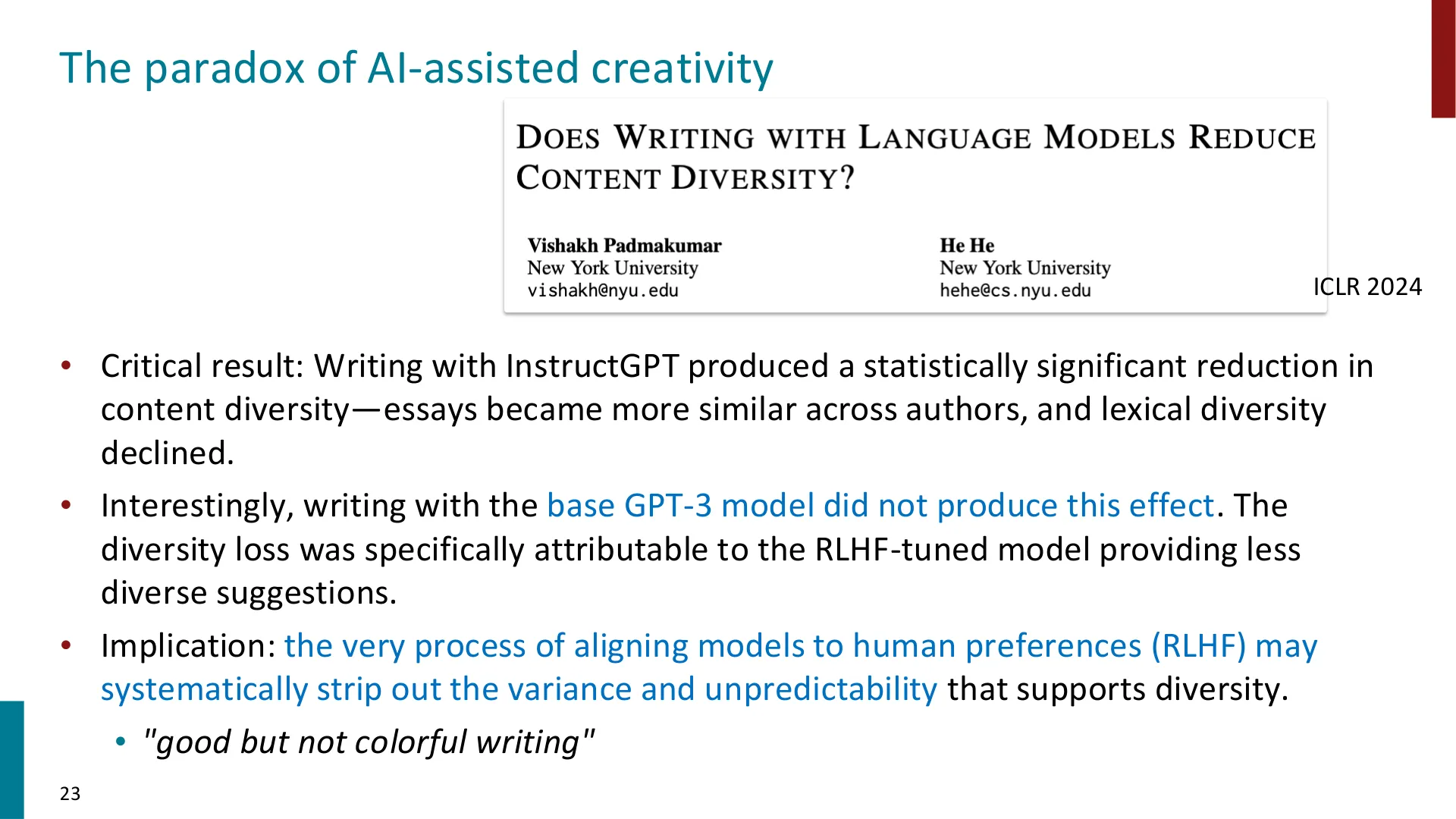 第 23 页幻灯片 · The paradox of AI-assisted creativity