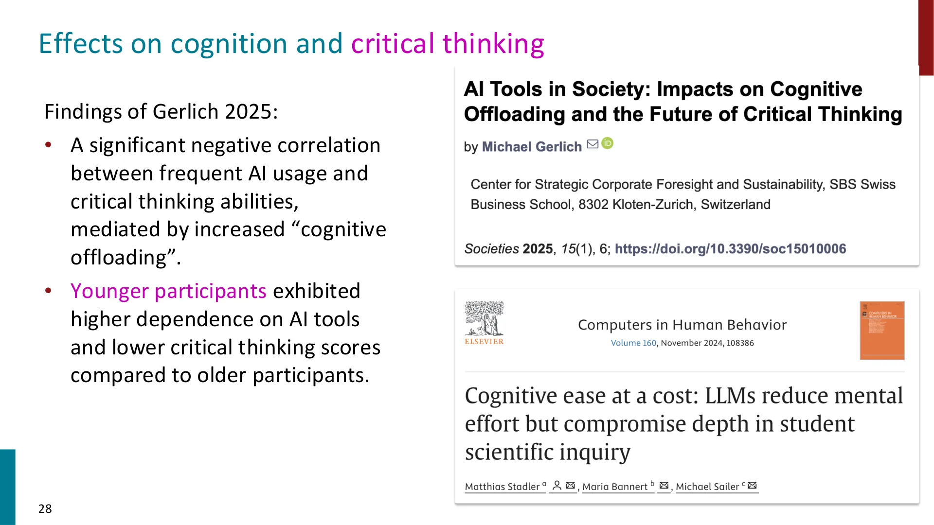 第 28 页幻灯片 · Effects on cognition and critical thinking
