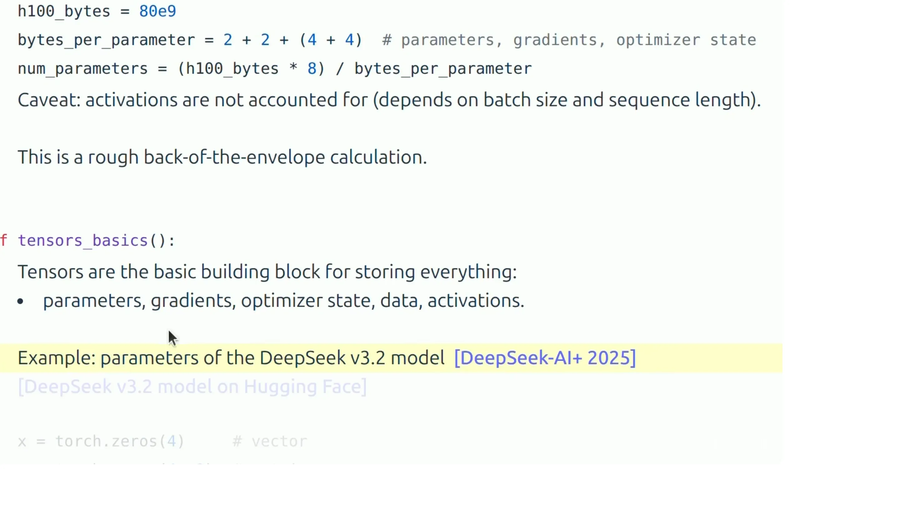 张量是存储万物的基本单元：以 DeepSeek v3.2 模型为例