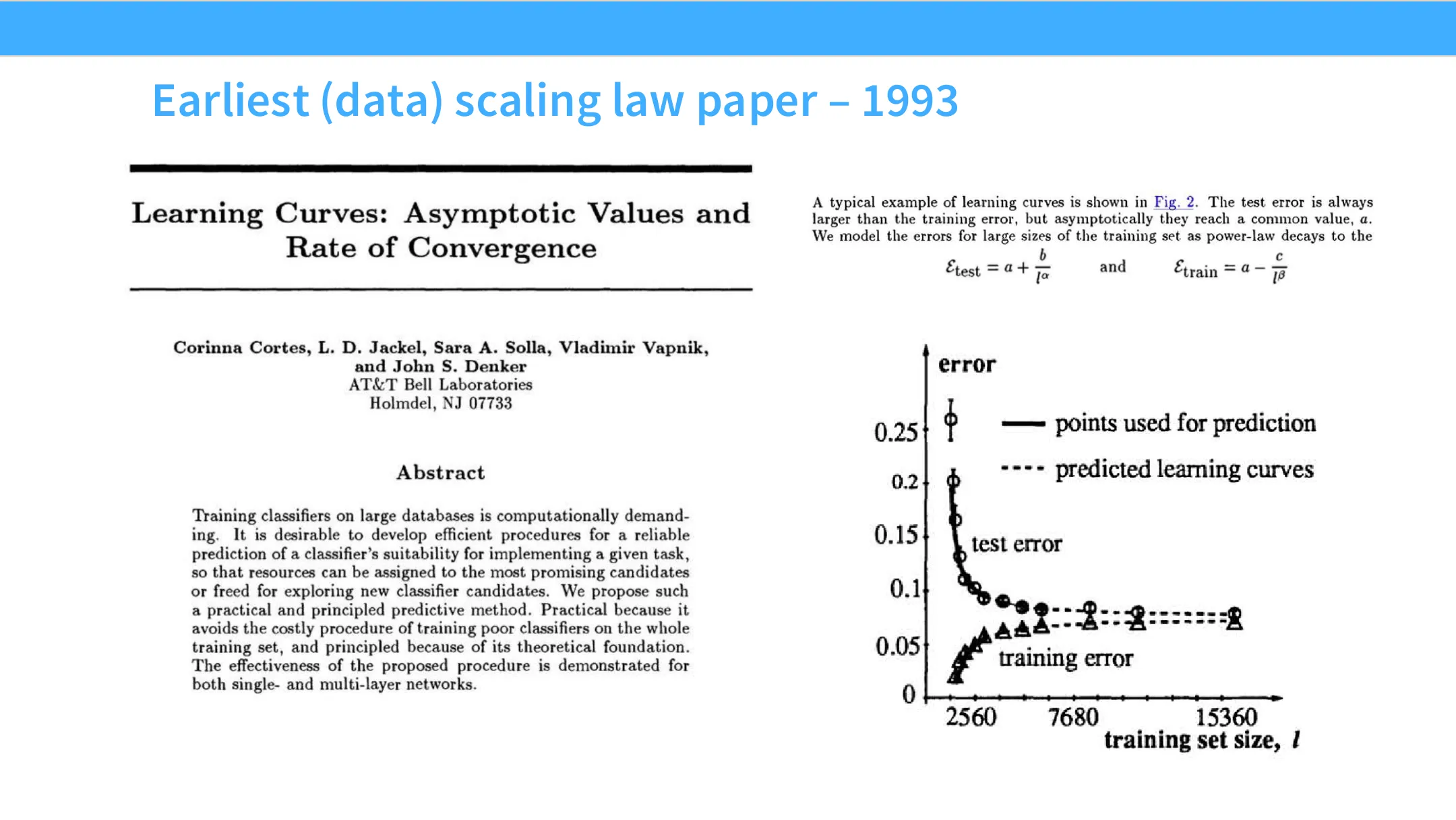 最早的数据 scaling law 论文之一（1993）