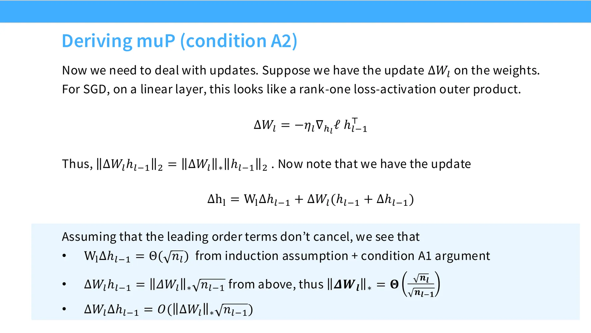 第 48 页幻灯片 · Deriving muP (condition A2)