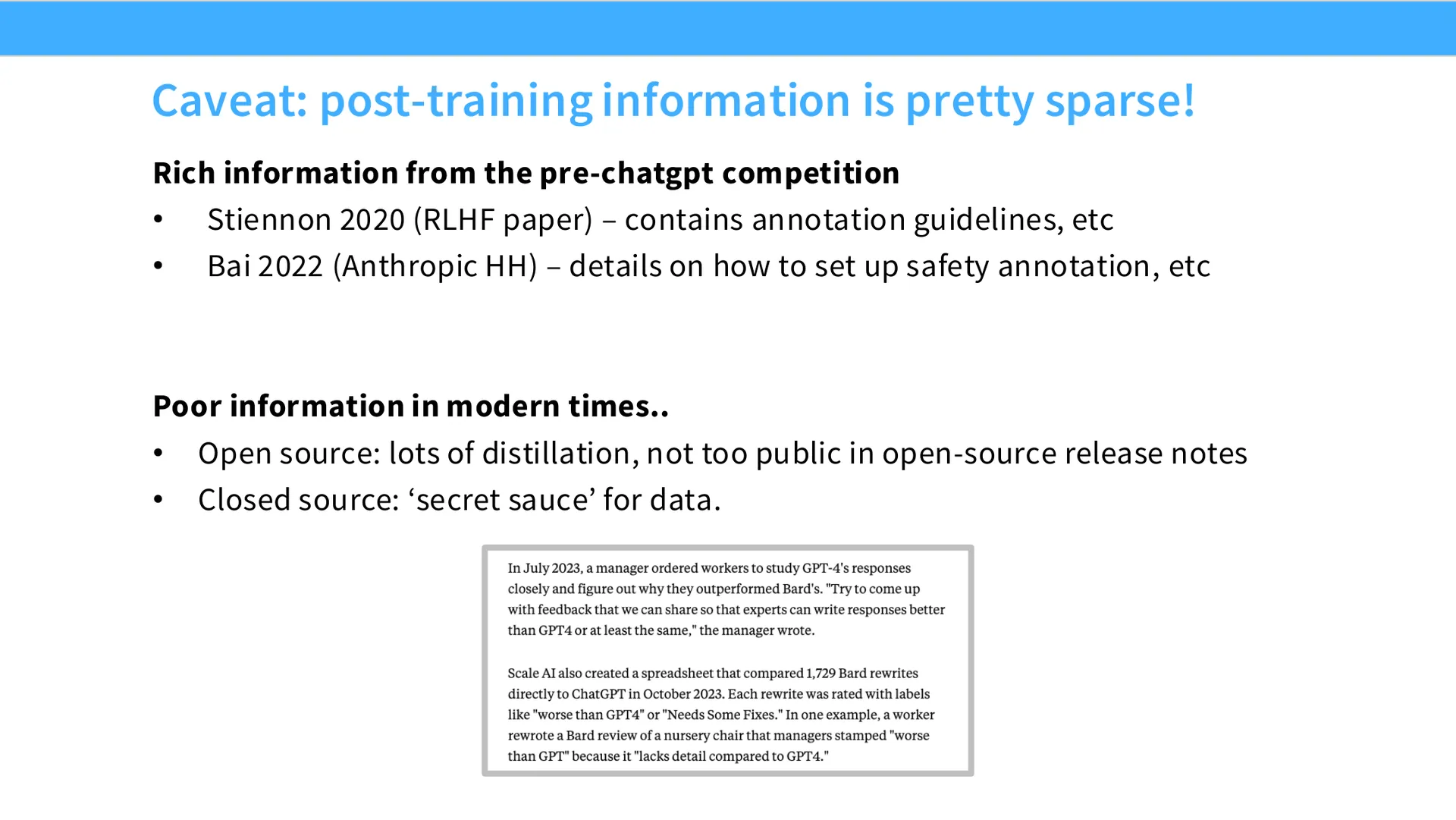 第 5 页幻灯片 · Caveat: post-training information is pretty sparse!