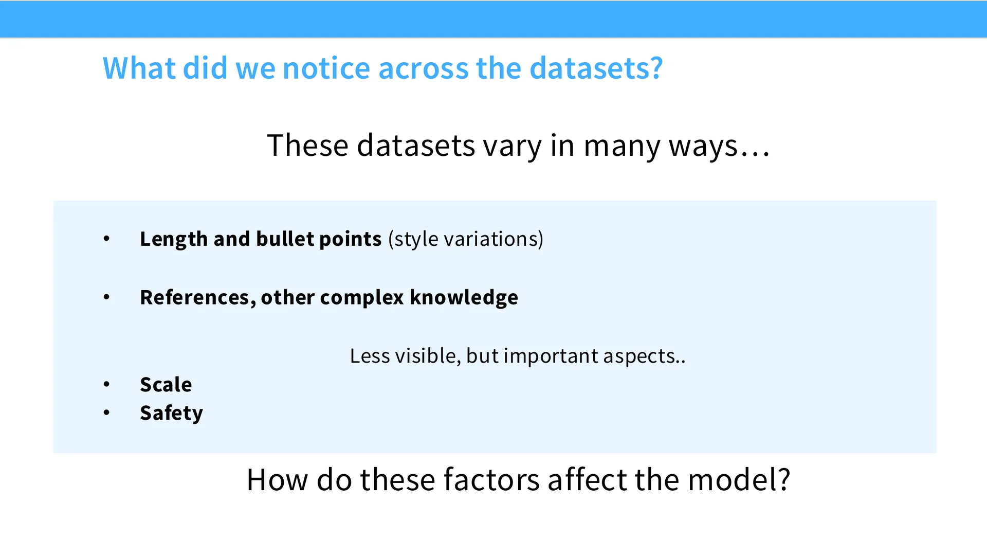 第 15 页幻灯片 · What did we notice across the datasets?