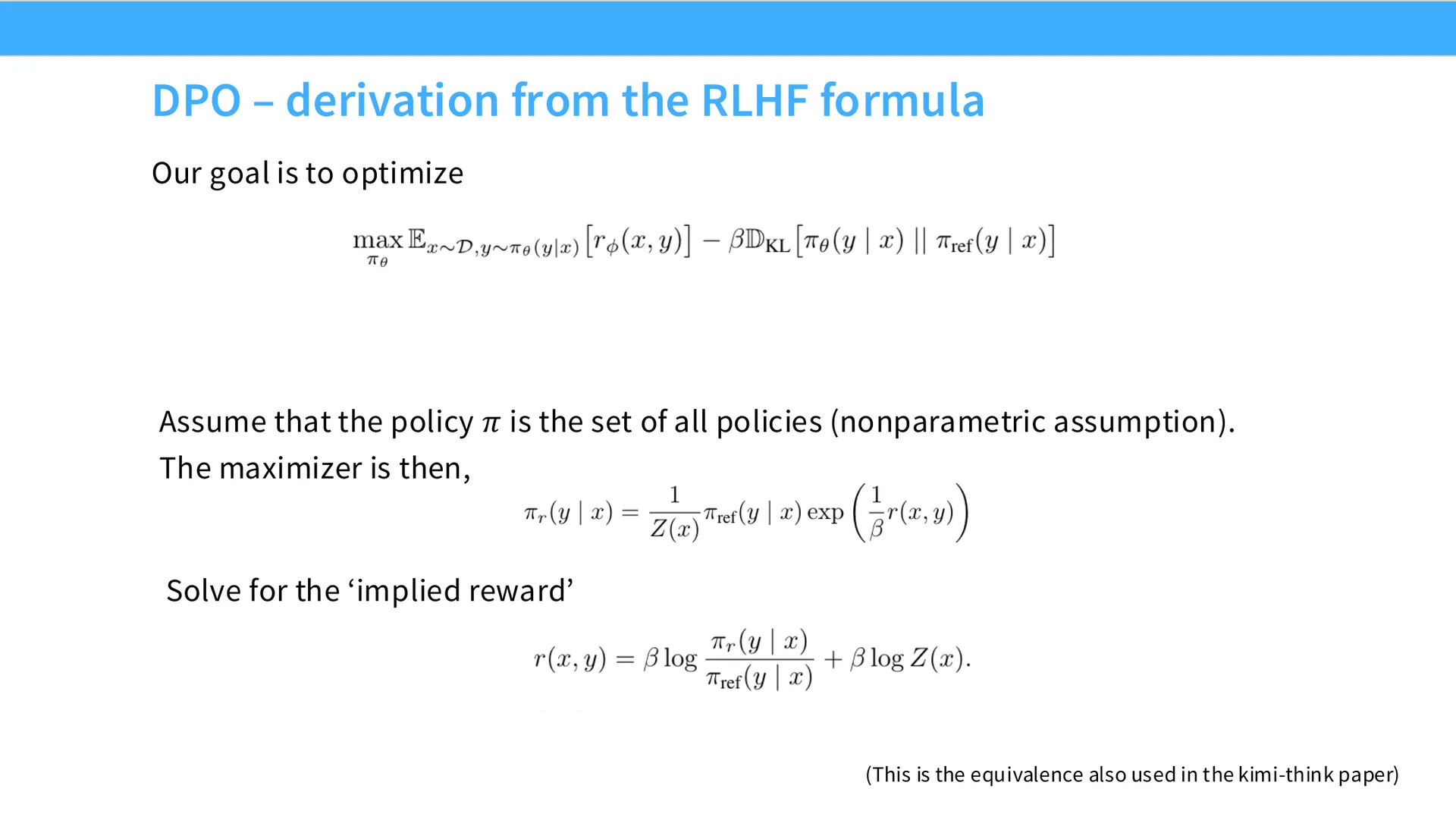 第 56 页幻灯片 · DPO – derivation from the RLHF formula