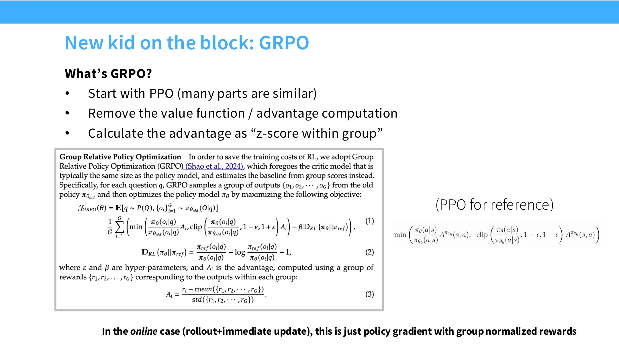 GRPO 目标函数（DeepSeekMath 论文原版定义）