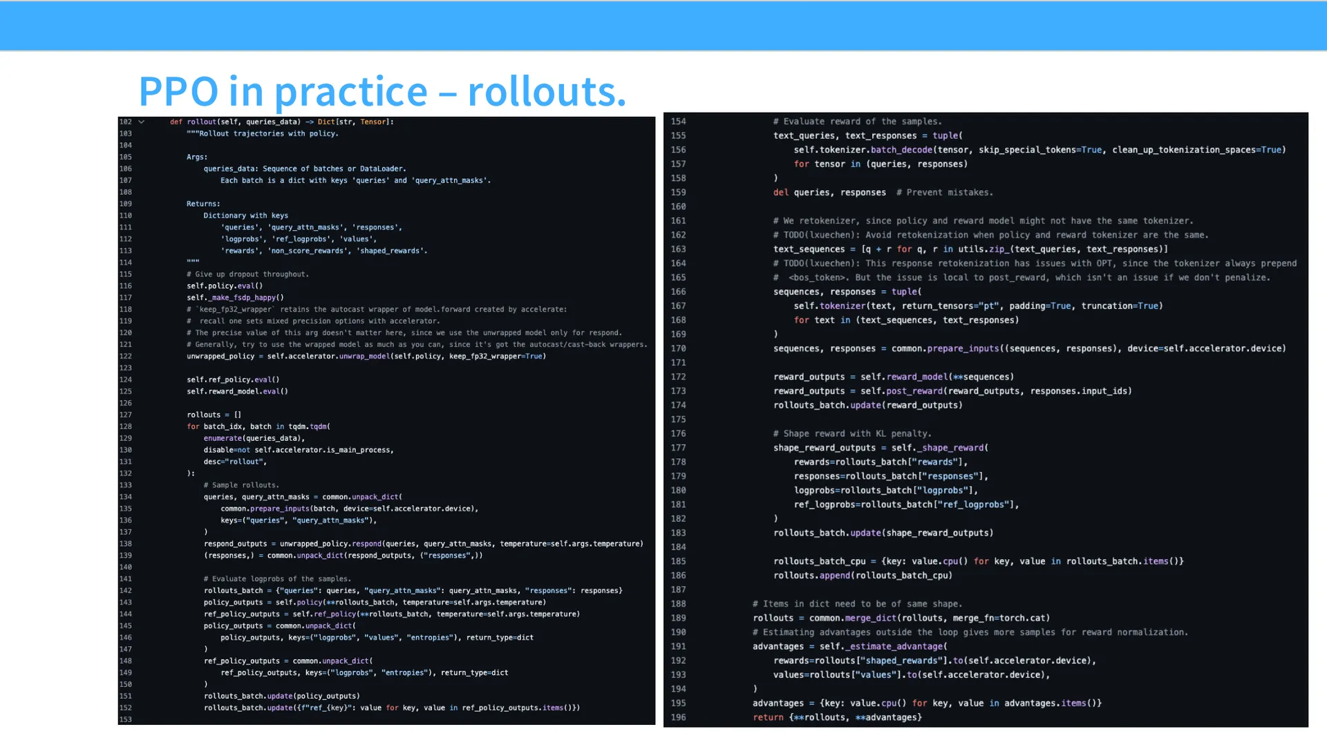 第 13 页幻灯片 · PPO in practice – rollouts.